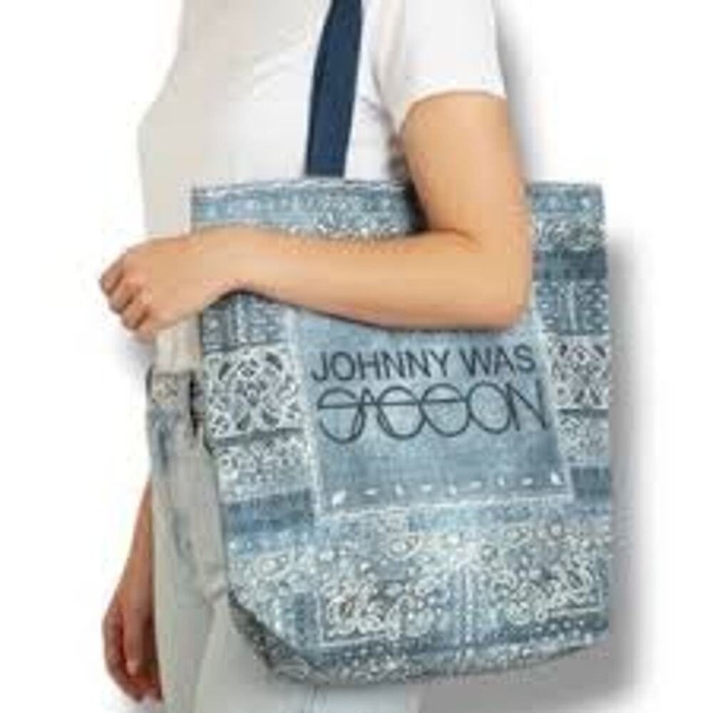 JOHNNY WAS  X SASSON Denim Tote Bag Bandana Shopper JW SUSTAINABLE